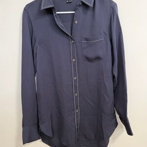 Theory Women's Navy Blue silk Blouse petite